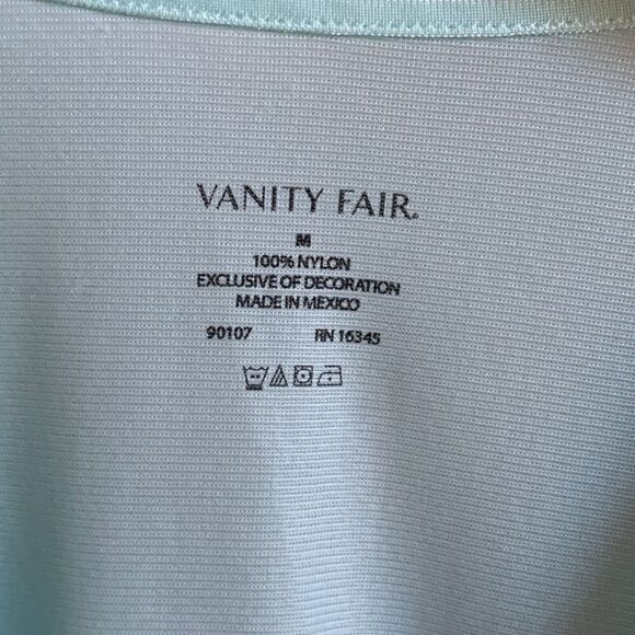 Vintage 80s Vanity Fair Nylon Pajama Set M Blue Buttons Short Sleeve Long Pants - Picture 11 of 12